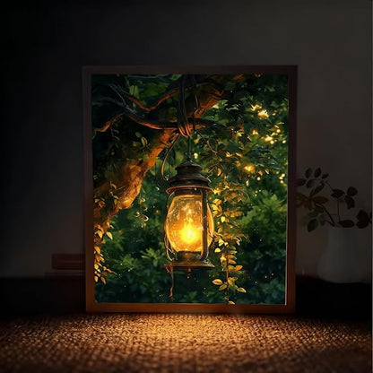 Rechargeable Table Lamp Lighted Painting, Novelty Night Light for Bedroom, Dynamic LED Touch Lamp for Nightstand, 3-Color Dimmable Decorative Light for Home Decor, Gift for Women Kid Mom