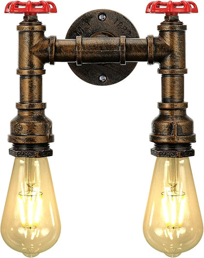 Kawell Vintage Wall Light Fixtures Industrial Retro Wall Sconce Light Creative Water Pipe Wall Lamp Iron Art E26 60W Max for Bedroom Kitchen Restaurant Loft Cafe Bar Hallway