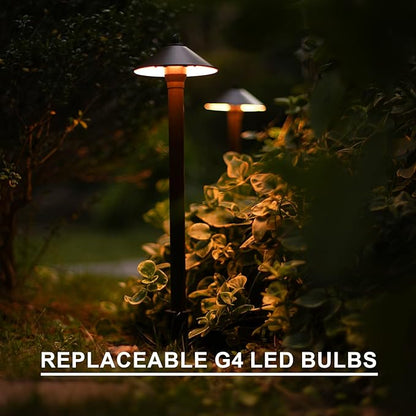 GOODSMANN Landscape Lighting Low Voltage Path Lights Floodlight Outdoor Lighting with Replaceable LED Bulb 1.2W 40 Lumens 2700K Brown 9121-11501-01A