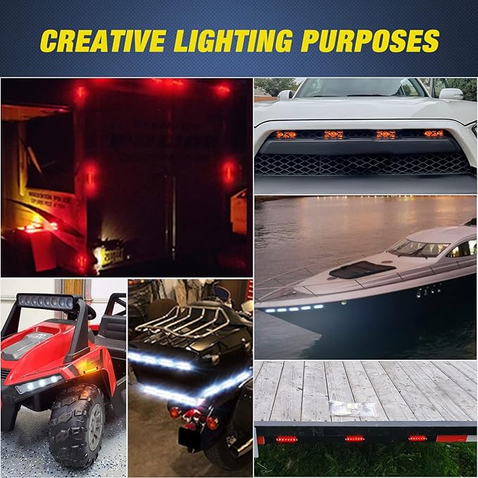 Nilight Side Marker Light 30PCS 3.8 Inch Amber Red White 6 LED Indicator Clearance Marine Boat Navigation Lights for Yacht Kayak Sailboat Trailer Bus RV
