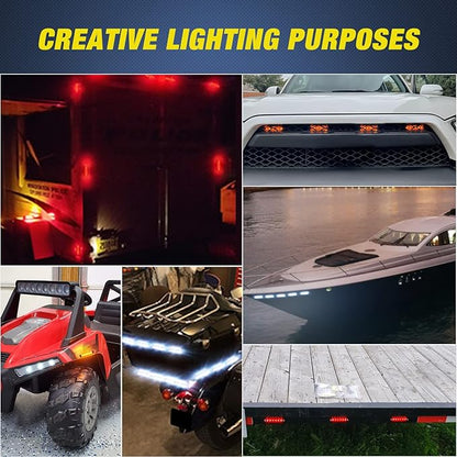 Nilight Side Marker Light 30PCS 3.8 Inch Amber Red White 6 LED Indicator Clearance Marine Boat Navigation Lights for Yacht Kayak Sailboat Trailer Bus RV