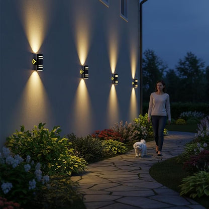 Outdoor Wall Lights 2 Pack, Dusk to Dawn Exterior Wall Light Fixtures, IP65 Waterproof Porch Lights Outdoor, Modern Black E26 Wall Sconce with LED Bulbs Included, 13 Inch (2, Black)