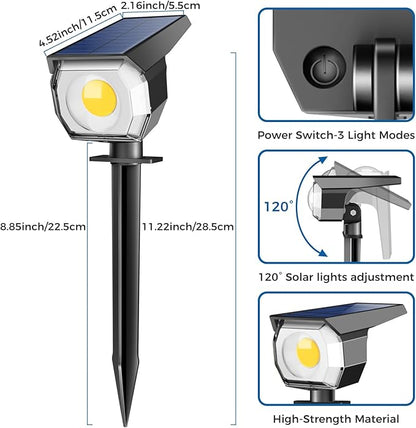6 Pack Solar Spot Lights Outdoor, Solar Spotlights Outdoor Waterproof 2-in-1 Auto On/Off Landscape Lighting for Outside Yard Wall Garden Pathway(Warm White)