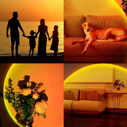 XEBKOR Sunset Lamp Projector,360 Degree Rotation Sun Lamp Led Night Light with USB Port,Sunset Lamp for Room Decor, Photography,Tiktok Live,Christmas Gifts for Women