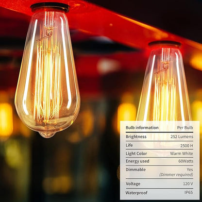 Minetom LED Edison Light Bulbs，Equivalent 60W Incandescent Light Bulbs，E26 Base，Warm White，6Pcs