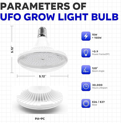 LED Plant Grow Light Bulb, 15W LED Aquarium Blue Light Blub with Royal Blue 450-460nm for Indoor Plants Veg and Aquarium Plants Growing, for Optimal Plant Structure & Form