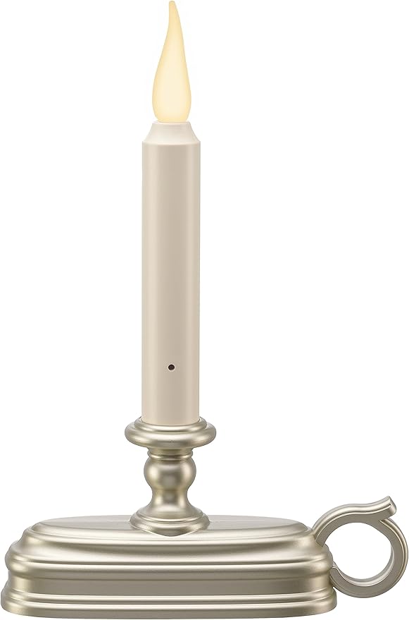 Xodus Innovations FPC1625P-6 Battery Operated 9 Inch Window Candle New Dynamic 3 D Warm White Flicker Flame, with 3 Position Switch and Automatic On Timer, Pack of 6, Silver/Pewter