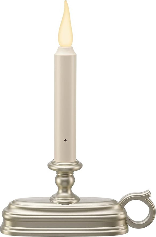 Xodus Innovations FPC1625P-6 Battery Operated 9 Inch Window Candle New Dynamic 3 D Warm White Flicker Flame, with 3 Position Switch and Automatic On Timer, Pack of 6, Silver/Pewter