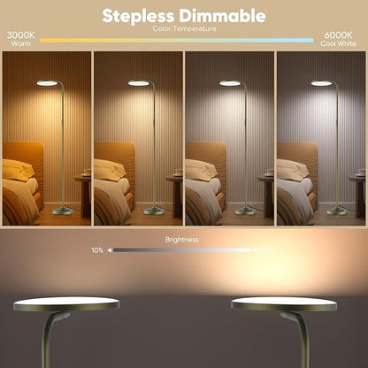 SIBRILLE 36W LED Floor Lamp, Super Bright Standing Lamp, Modern Stepless Dimmable Torchiere Tall Lamp with Remote Control, 350°Rotating Head Reading Floor Lamp for Living Room, Bedroom, Office