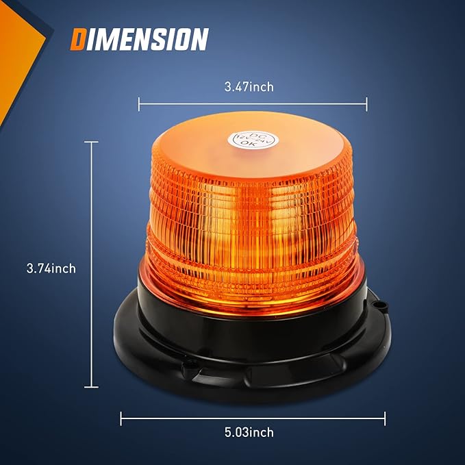Nilight 40 LED Strobe Light Amber Warning safety Flash Beacon Lights 12V-24V with Magnetic and 16ft Straight Cord for Forklift Truck Tractor Golf Carts UTV Car Bus