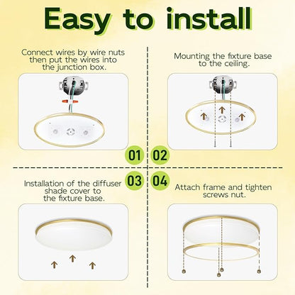 hykolity 32 Inch Oval LED Ceiling Light, 60W, 4000LM, 2700K/3000K/3500K/4000K/5000K Adjustable, Gold Finish Dimmable Flushmount Ceiling Light for Bedroom, Living Room