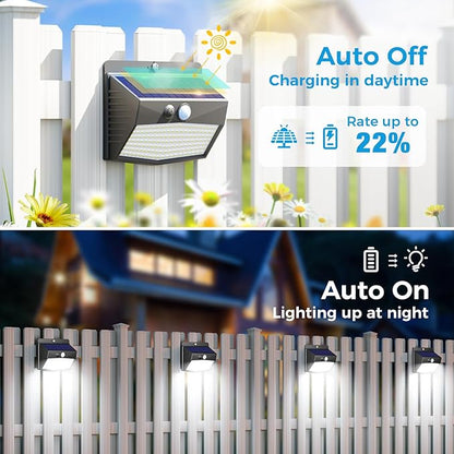 Peasur [ 16 Packs] Solar Motion Sensor Lights Outdoor, Solar Fence Lights with 3 Lighting Modes, Solar Powered Security Lights Waterproof for Outside Yard Wall Garden Backyard Deck Step Garage
