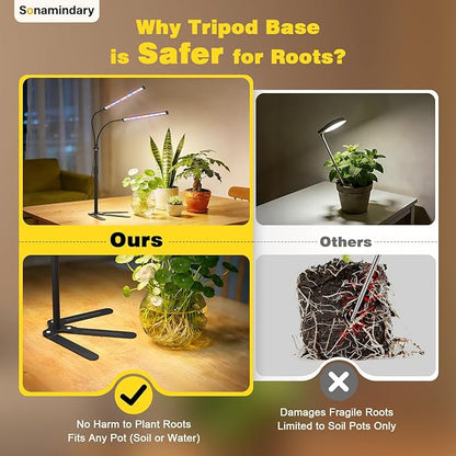 Grow Lights for Indoor Plants, Full Spectrum LED Plant Light with 9.8-35 in Tripod Stand, 120 LEDs 5700K, 4/8/12H Auto Timer, 5 Brightness Levels
