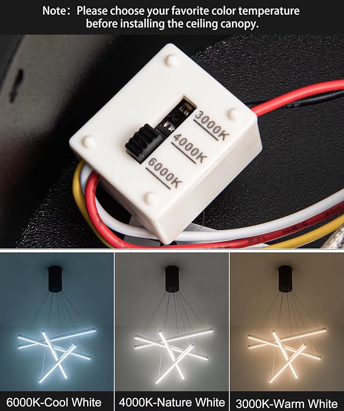 Modern Led Chandelier, High Ceiling Chandelier, Linear Chandelier 4 Lights Black Dimmable Large Pendant Light 51.8“ for Living Room Staircase Entry Foyer Lobby Office Duplex