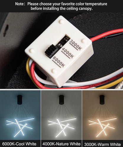 Modern Led Chandelier, High Ceiling Chandelier, Linear Chandelier 4 Lights Black Dimmable Large Pendant Light 51.8“ for Living Room Staircase Entry Foyer Lobby Office Duplex