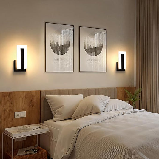 Modern Wall Sconces Set of Two, Led Wall Light 7w, Warm White Beside Light Hardwired Acrylic Wall Light Lighting, Suitable for Living Room Corridor Bedside (Warm White 3000K 2Pack)