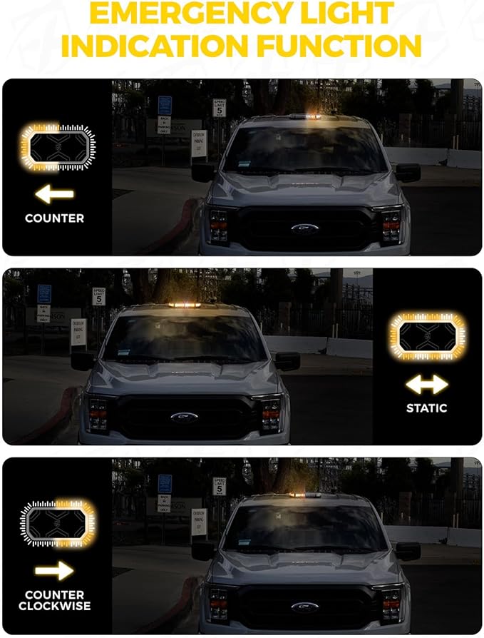 Xprite White Amber Rooftop Emergency Strobe Light Bar, Beacon Safety Flashing Warnin Lights w/Control Panel Magnetic Base for Construction Trucks Plows Postal Security Cars