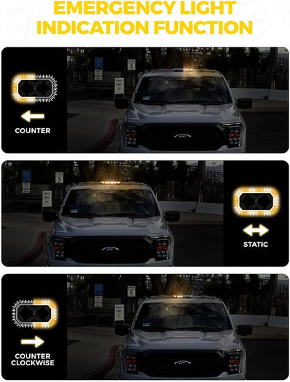 Xprite White Amber Rooftop Emergency Strobe Light Bar, Beacon Safety Flashing Warnin Lights w/Control Panel Magnetic Base for Construction Trucks Plows Postal Security Cars
