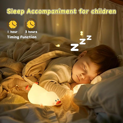 ZKLiLi Night Light for Kids Lamp, 16 Colors Lamp Cute, Dimmable Baby Night Lights for Nursery,Silicone Rechargeable Nightlight for Kids Room, Kawaii Room Decor (Duck)