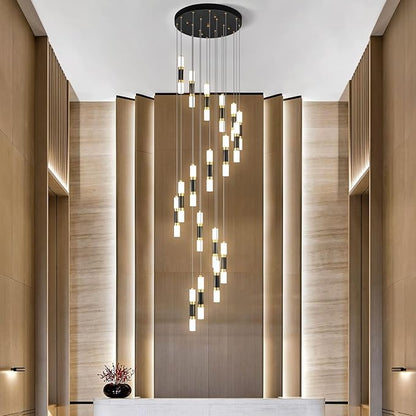 18-Light Modern Kitchen Island Black Gold Ceiling Pendant Light Dimmable LED 108W Staircase Large Chandelier Lobby Living Room Bedroom Foyer High Ceiling Chandelier