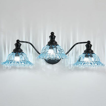 XIEDUN Blue and Black 3 Light Vanity Light Bathroom Vanity Light Fixture