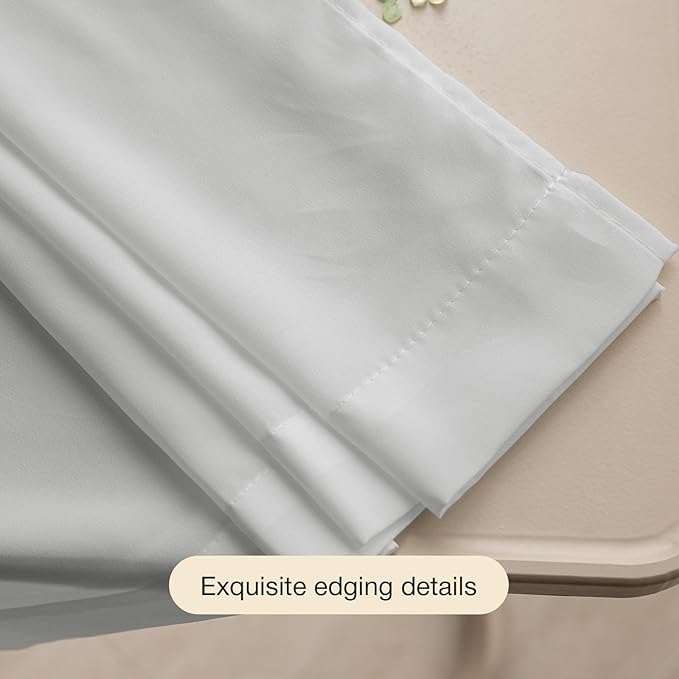 Anmao Non-See-Through Privacy Semi Sheer Curtains for Living Room 45 Inch Length 2 Panels Set, Light Filtering That Let Light in Rod Pocket Window Drapes for Bedroom, 52W x 45L, Light Grey
