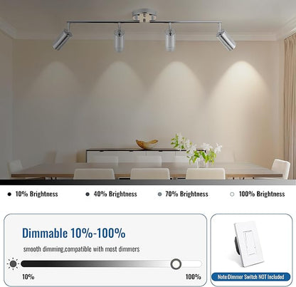 5Color LED Track Lighting Kit 4 Lights Dimmable 48W Track Light,Zoomable15°/24°/36°/45°/60°-2700K/3000K/3500K4000K/5000K,Track Lighting for Accent Task Kitchen,Lumen 4800 (Silver)