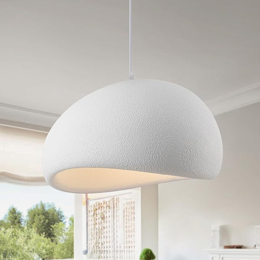15.7in Wabi Sabi Pendant Light, Kitchen Island Lighting Fixture Ceiling Mount Japanese Lamp Japandi Chandelier for Dining Living Room Hallway Bedroom Restaurant Hanging Lamp, White 1 Pack