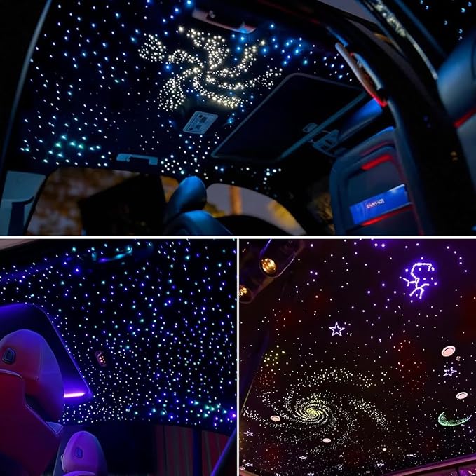 AKEPO 36W 4 Color Twinkle Fiber Optic Starlights Headliner Lights Kit, Optical Fibers Music Sync Bluetooth APP Control Starlight Kit, 1000pcs*13.1ft