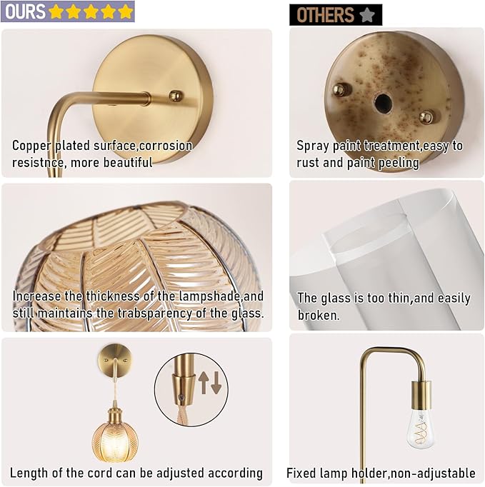 Battery Operated Wall Sconce, Wireless Wall Sconces Decor Set of 2 with RGB Color Changing Dimmable, Wall Sconces Set of Two with Remote, Vintage Wall Lamp for Bedroom Living Room etc