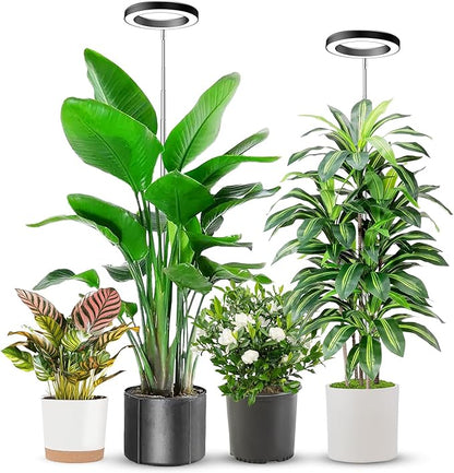 Aokrean 6.3in Grow Light, 80LED Full Spectrum Plant Light for Indoor Growing, Height Adjustable 10"-65", Auto Timer 6/12/16H, 3 Optional Spectrums, Idea for Large Plant, 5V, Black, 2 Pack