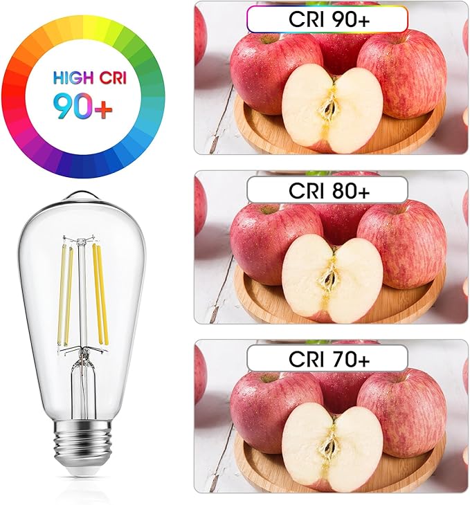 Gozelux LED Edison Light Bulbs, 60W Equivalent Incandescent Edison Bulbs, Efficient 6W ST58, E26 Medium Base, Dimmable, 750 Lumens, 4000K, Cool White, 90+ CRI, Clear - 24 Count (Pack of 1)