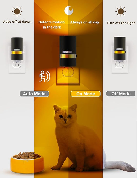 L LOHAS LED Motion Sensor Night Light Plug in, Night Lights Plug into Wall with Adjustable Brightness, 1600K Amber Light, 1W Energy-Saving Nightlight for Bathroom Bedroom Kitchen Hallway, 2 Pack