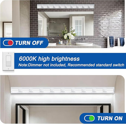 IZORRO LED Modern Bathroom Lights Fixtures(10-Light,Dimmable),Matte White Acrylic Wall Lighting,Vanity Lights for Bathroom Over Mirror - 6000k 36In （No Assembly Required）