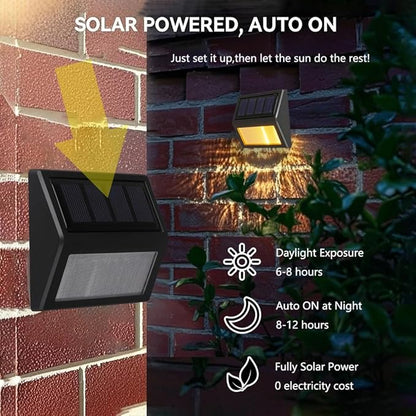 SRDHIN Solar Fence Lights Outdoor,Waterproof Solar Stair Step Deck Lights Wireless for Patio Garden Backyard Garage Driveway ﻿ (Warm White, 2-Pack)