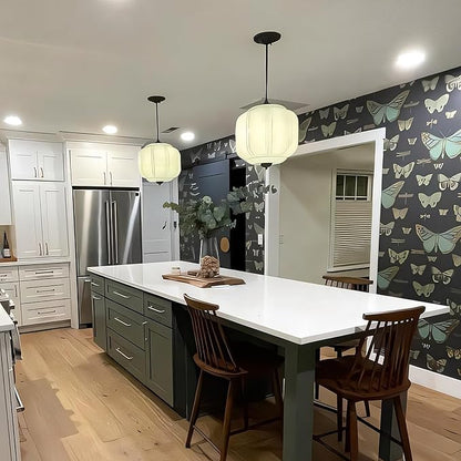 Antique Black Milk Glass Ceiling Light Fixture - 9.8 Inch Vintage Semi Flush Mount Pendant Light for Kitchen, Hallway, Bedroom, Dining Room