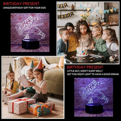 Cute Demon Slayer Agatsuma Zenitsu Anime Character 3D Optical Illusion LED Bedroom Decor Sleep Table Lamp with Remote 7 Colors Visual Night Light Birthday Christmas Gifts for Kids
