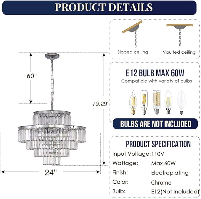 Modern Crystal Chandelier Ceiling Lights Luxury Chandeliers Hanging Raindrop Pendant Light Fixture for Dining Rooms Bedroom Entryway 13-Lights