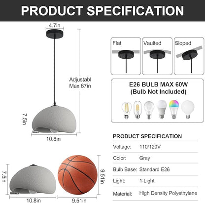 11.8in Wabi Sabi Pendant Light, Kitchen Island Lighting Fixture Ceiling Mount Japanese Lamp Japandi Chandelier for Dining Living Room Hallway Bedroom Restaurant Hanging Lamp, Grey 1 Pack