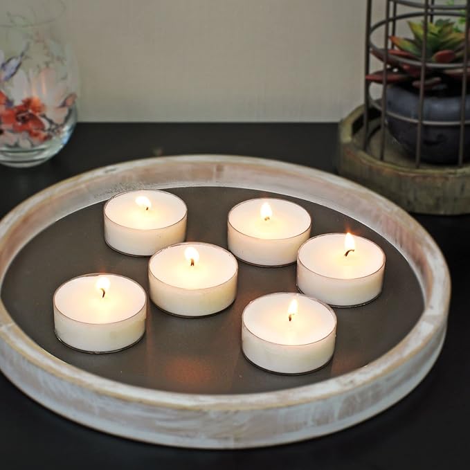 Stonebriar 20 Count Unscented Mega Oversized Clear Cup White Tea Light Candles with 9 Hour Burn Time