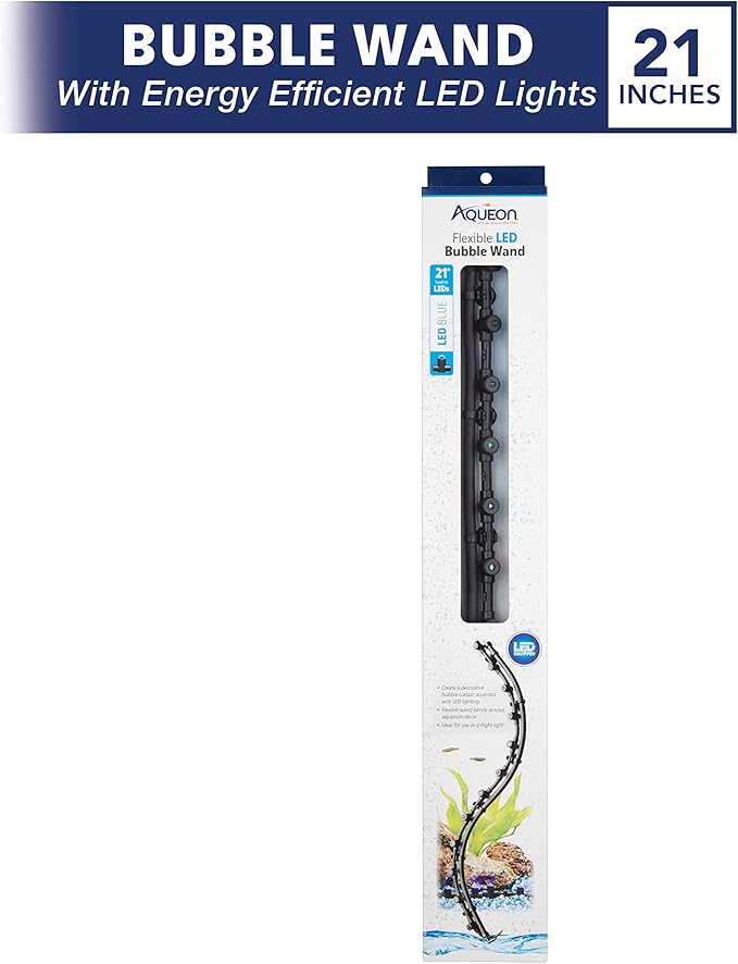 Aqueon Fish Tank Aquarium Flexible LED Accent Light and Bubble Wand, Blue, 21 Inch