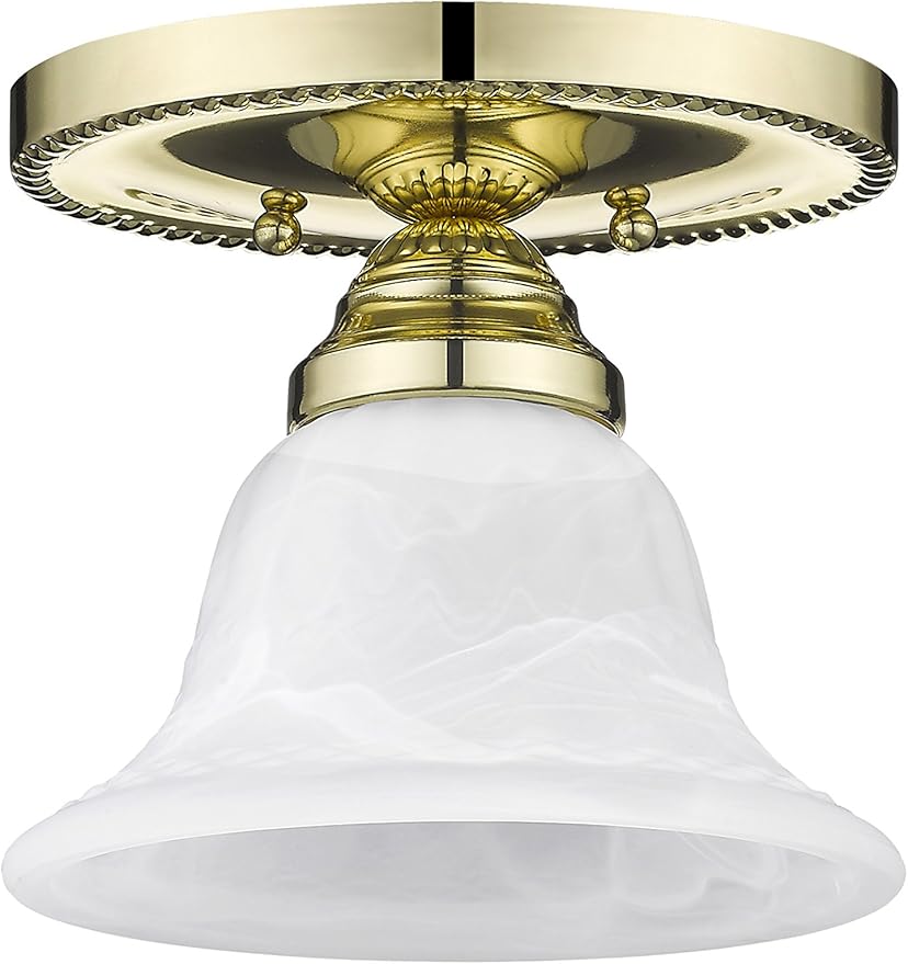 Livex Lighting 1530-02 Edgemont 1-Light Ceiling Mount, Polished Brass