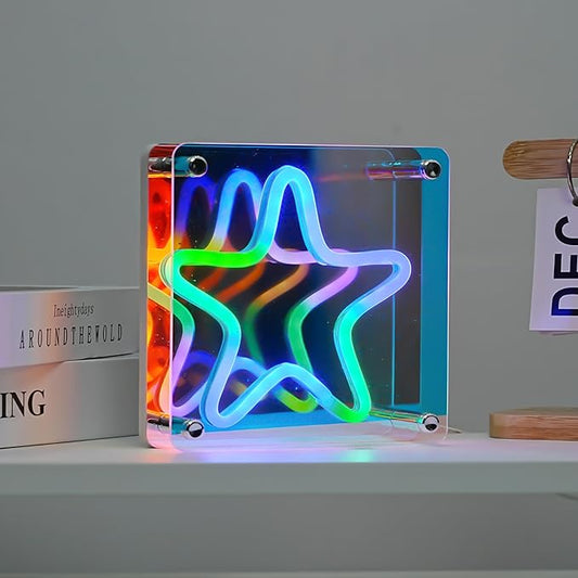 Light Up Your World! Wireless Express Neon Art Signs (5 Unique Styles) - Desktop & Wall Décor. Perfect for Bedrooms, Dorm Rooms, Office (Star 3D)