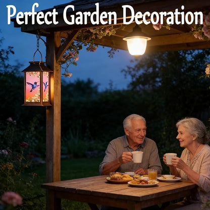 Hummingbird Garden Deco Solar Lanterns Outdoor Waterproof,Metal Hanging Decorative Solar Lights,Mothers Day Gifts,Birthday Gifts for Women Mom Grandma,Gardening Gifts for Yard,Patio, Lawn,Tabletop