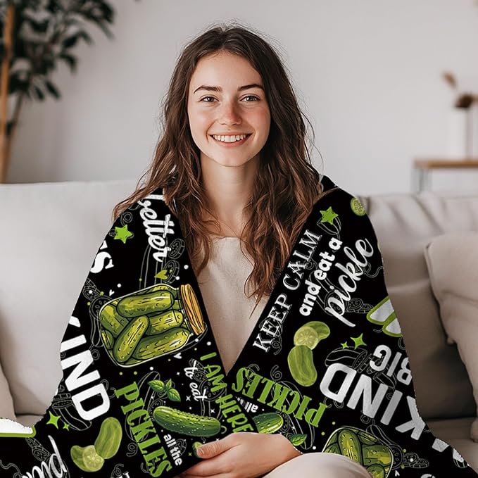 Pickle Blanket Gifts for Pickle Lovers, Pickles Birthday Gifts for Women, Friend, Girl, Soft Warm Blanket for Pickles Lovers, Gift for Couch Sofa Gifts for Christmas Thanksgiving Day 50x60in