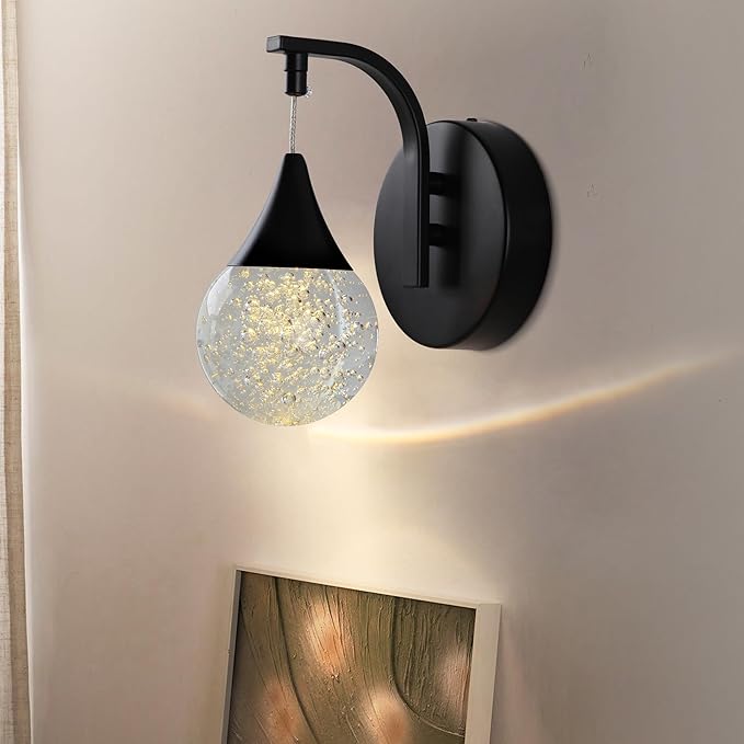 Modern Bubble Wall Light, 5W Led Wall Sconce Lamp for Bedroom Living Room Hallway, 3300k Warm White | Dimmable | Matte Black
