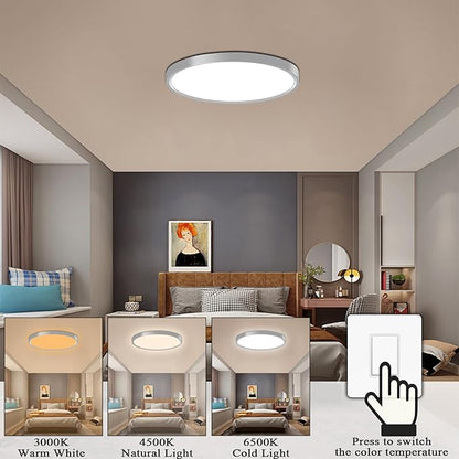 Ceiling Light 9 Inches, 3 Color Temperatures Switchable 18W Round White Shell LED Ceiling Mount Light for Bedroom, Kitchen, Living Room, Dining Room -3000K/4500K/6500K