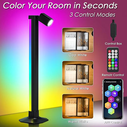 Smart Light Bar with Swivel Lamp, RGB LED Light Bar for Room, RGB & IC Ambient Backlight with 16 Million Colors, 213 Preset & 8 Scene Modes, Dynamic Music Sync, 3 Modes Control, for Gaming, Reading