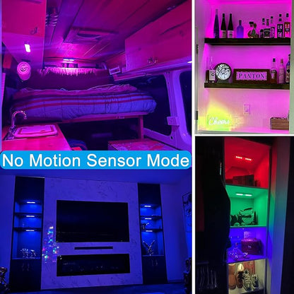 Under Cabinet Lighting Wireless Rechargeable Battery Operated LED Closet Lights Dimmable Under Counter Lights Bar with Remote, RGB Changing Perfect for Kitchen Bedroom Stairs, 6 Packs