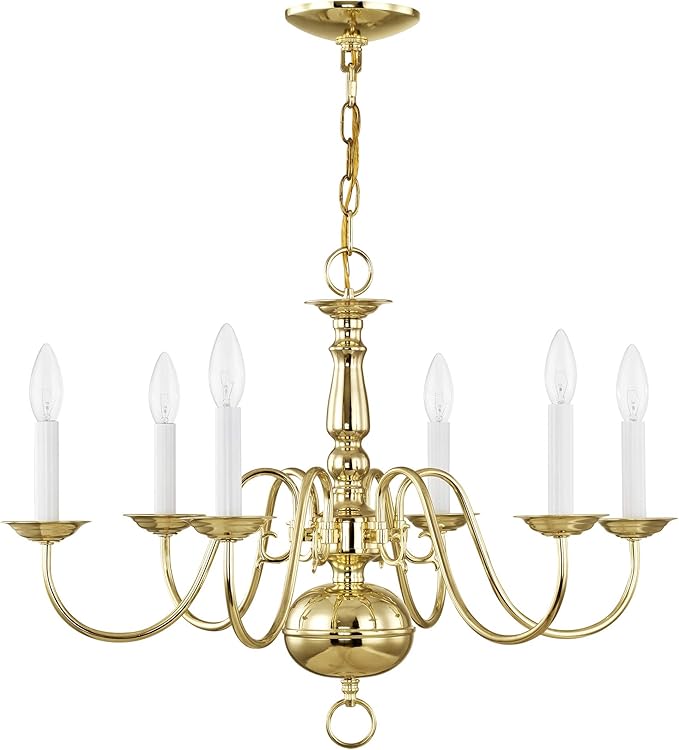 Livex Lighting 5006-02 Williamsburgh 6 Light Polished Brass Chandelier